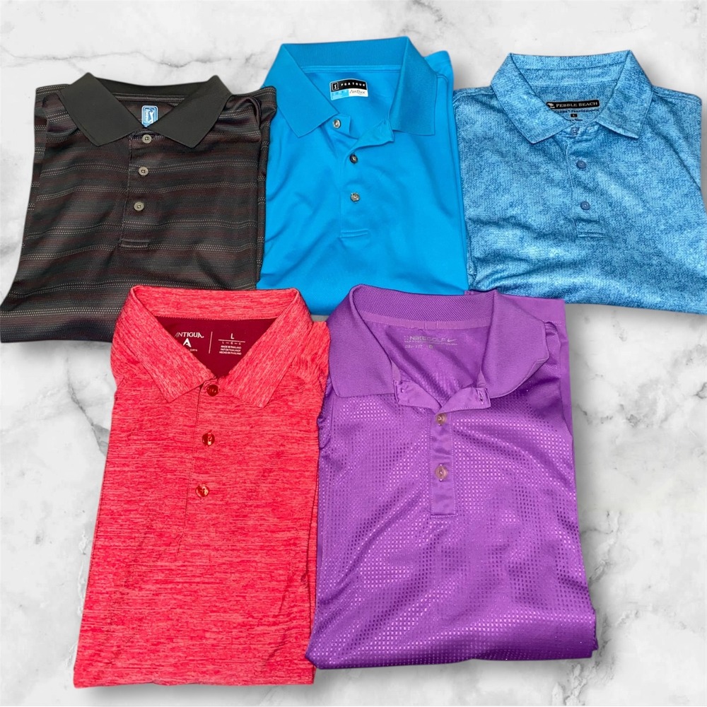 Nike & More Golf Polo Shirts Lot Moisture Wicking Athletic Quick Dry Mens Size L